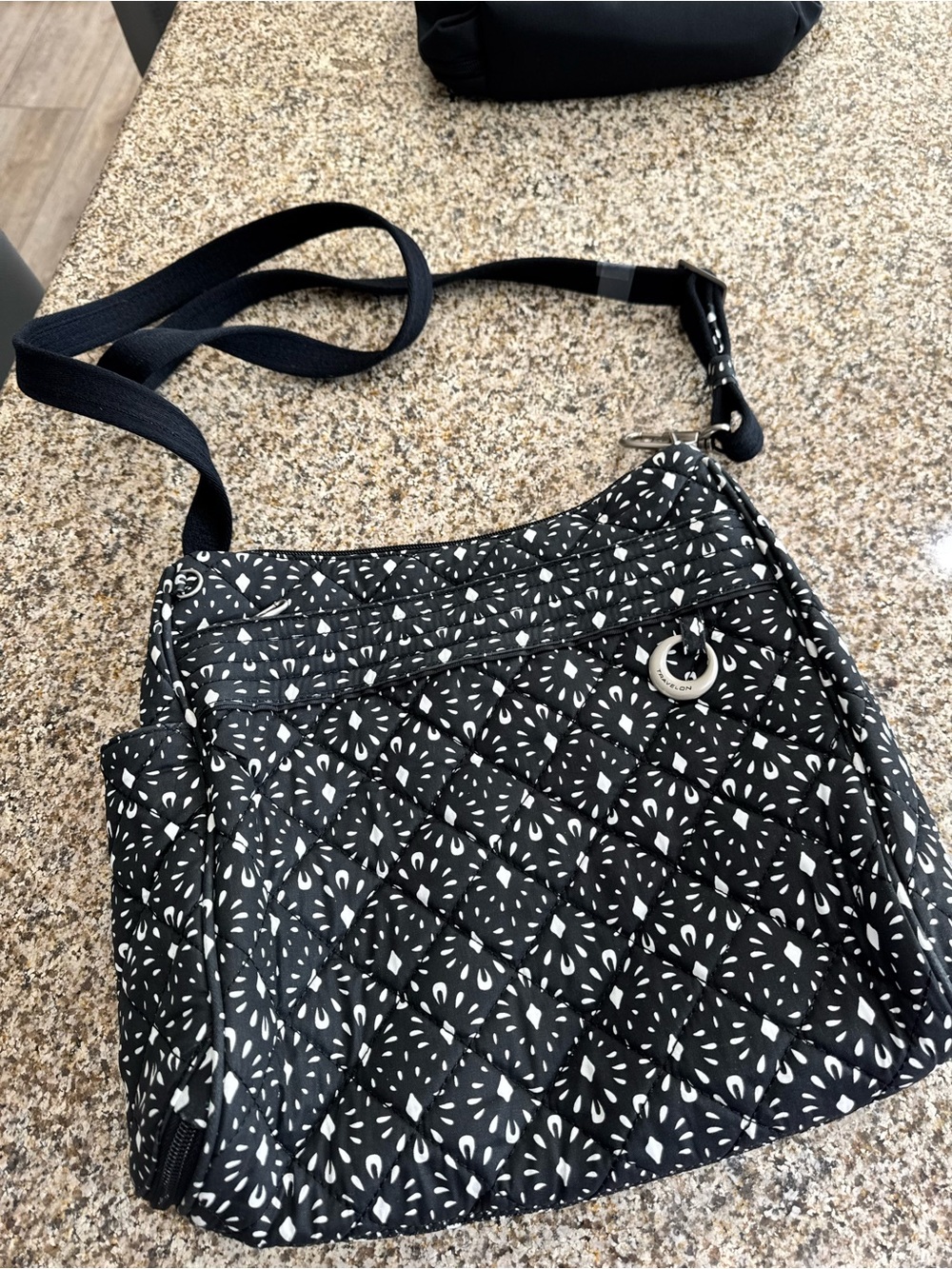 Travelon Black and White Quilted Crossbody Bag